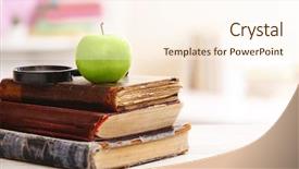  Presentation with apple - Slides enhanced with books-and-apple background and a cream colored foreground
