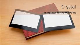  Presentation with album - Slides featuring books and blank photos background and a  colored foreground