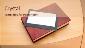  Presentation with album - PPT theme enhanced with books and blank photos background and a lemonade colored foreground