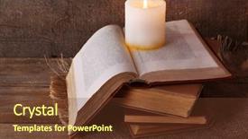 Presentation with table napkin aesthetic - Beautiful presentation theme featuring books and candle on napkin backdrop and a  colored foreground
