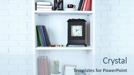  Presentation with decor - Amazing slide set having books and decor on shelves in cupboard backdrop and a sky blue colored foreground