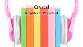  Presentation with audio - Cool new PPT layouts with books and headphones as audio books concept isolated on white backdrop and a white colored foreground