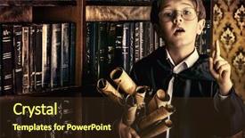  Presentation with many old books - Beautiful presentation design featuring books and holds old manuscript backdrop and a tawny brown colored foreground