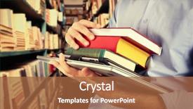  Presentation with library - Cool new slides with books and laptop in library backdrop and a red colored foreground