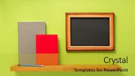  Presentation with picture frame - Slide deck with books and picture frame background and a yellow colored foreground
