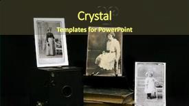  Presentation with books - Theme having books and vintage pinhole camera background and a tawny brown colored foreground