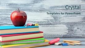  Presentation with accessories - Colorful slides enhanced with books apple and accessories backdrop and a lemonade colored foreground