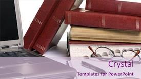  Presentation with research paper - Colorful presentation design enhanced with books are strewd across backdrop and a lemonade colored foreground