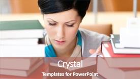  Presentation with piles - Slide deck featuring books at the library training background and a coral colored foreground