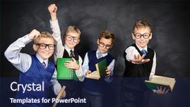  Presentation with formal - Amazing slides having books by a blackboard education backdrop and a navy blue colored foreground