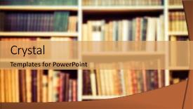  Presentation with library - Audience pleasing theme consisting of books concept of library backdrop and a yellow colored foreground