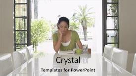  Presentation with reading table - PPT layouts having books door - young african american woman reading background and a light gray colored foreground