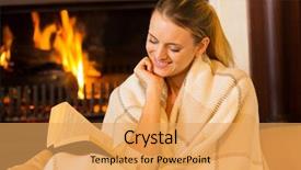  Presentation with kids reading book - Audience pleasing theme consisting of books fire - beautiful woman reading a book backdrop and a yellow colored foreground