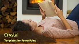  Presentation with reading - Amazing presentation design having books fire - beautiful woman reading a book backdrop and a tawny brown colored foreground