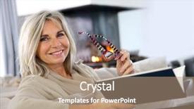  Presentation with senior smart home - Presentation theme enhanced with books fire - senior woman reading book background and a coral colored foreground