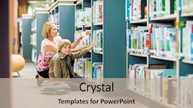  Presentation with books on bookshelf in library - Audience pleasing slide set consisting of racing - confident young mixed race woman backdrop and a dark gray colored foreground