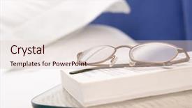  Presentation with book glasses - Slides enhanced with books glasses - empty bedroom with focus background and a  colored foreground