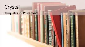  Presentation with tan book stack stacks of books - Colorful PPT layouts enhanced with books in a row shallow backdrop and a soft green colored foreground