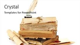 Presentation with old books pen - Slide set having books letters and feather pen background and a white colored foreground