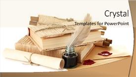  Presentation with feather pen - Cool new slide set with books letters and feather pen backdrop and a lemonade colored foreground