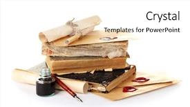  Presentation with old books pen - Presentation theme featuring books letters and ink pen background and a white colored foreground