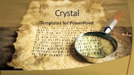  Presentation with magnifying glass - Amazing slide set having books magnifying glass - grunge paper with hieroglyphics backdrop and a yellow colored foreground
