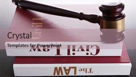  Presentation with law books - Audience pleasing slides consisting of books of law and hammer on table close-up backdrop and a coral colored foreground