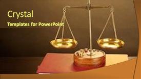  Presentation with law books - Colorful PPT theme enhanced with books-of-law-on-table backdrop and a tawny brown colored foreground