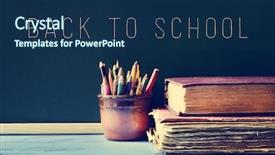  Presentation with end year - Slides with books on a blue school background and a navy blue colored foreground