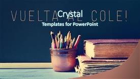  Presentation with end school year - Audience pleasing PPT layouts consisting of books on a blue school backdrop and a navy blue colored foreground