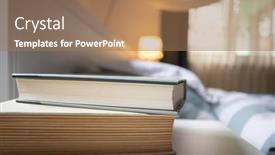  Presentation with books - Presentation theme having books-on-bedroom-table background and a coral colored foreground