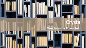  Presentation with book - Presentation theme consisting of books on blue wooden bookshelf background and a coral colored foreground