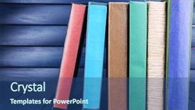  Presentation with book rack - Slides enhanced with books on dark blue wooden background and a ocean colored foreground