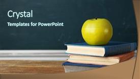  Presentation with stack books - Presentation theme enhanced with stereotype - stack of books on desk background and a tawny brown colored foreground