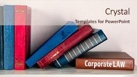 Presentation with law books - Cool new presentation theme with books on shelf corporate law backdrop and a sky blue colored foreground
