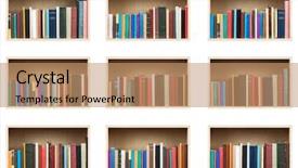  Presentation with books - Amazing presentation theme having books on shelves isolated set backdrop and a coral colored foreground