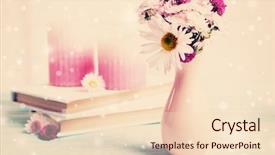  Presentation with books flowers - Colorful PPT theme enhanced with books on table on light backdrop and a lemonade colored foreground