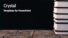  Presentation with story book - PPT theme enhanced with books on the black background background and a black colored foreground