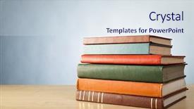  Presentation with labels - Slides having books on the table no background and a sky blue colored foreground