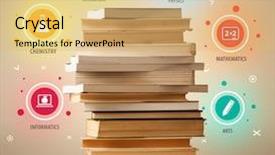  Presentation with books - Beautiful presentation theme featuring books on top with colorful backdrop and a yellow colored foreground