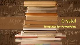  Presentation with math - Cool new slides with books on vintage background with math formulas flying backdrop and a tawny brown colored foreground