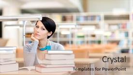  Presentation with reading table - Colorful presentation theme enhanced with books sitting at the table backdrop and a coral colored foreground