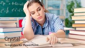  Presentation with many books - Presentation featuring books sitting in the classroom background and a coral colored foreground