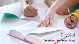  Presentation with school - Audience pleasing slide deck consisting of books study - education people and school concept backdrop and a sky blue colored foreground