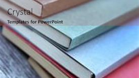  Presentation with books - Presentation enhanced with books-textbook-in-colorful-covers background and a coral colored foreground