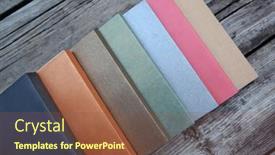  Presentation with books - PPT theme consisting of books-textbook-in-colorful-covers background and a tawny brown colored foreground