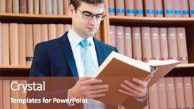 Presentation with lawyer - PPT layouts featuring books thinking about a case background and a red colored foreground