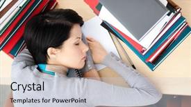  Presentation with piles - Audience pleasing PPT theme consisting of books tired of training top backdrop and a light gray colored foreground