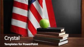  Presentation with school apple - Slide set consisting of books with apple on american background and a wine colored foreground