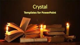  Presentation with dark scroll - Beautiful presentation theme featuring books with candle and scroll backdrop and a wine colored foreground